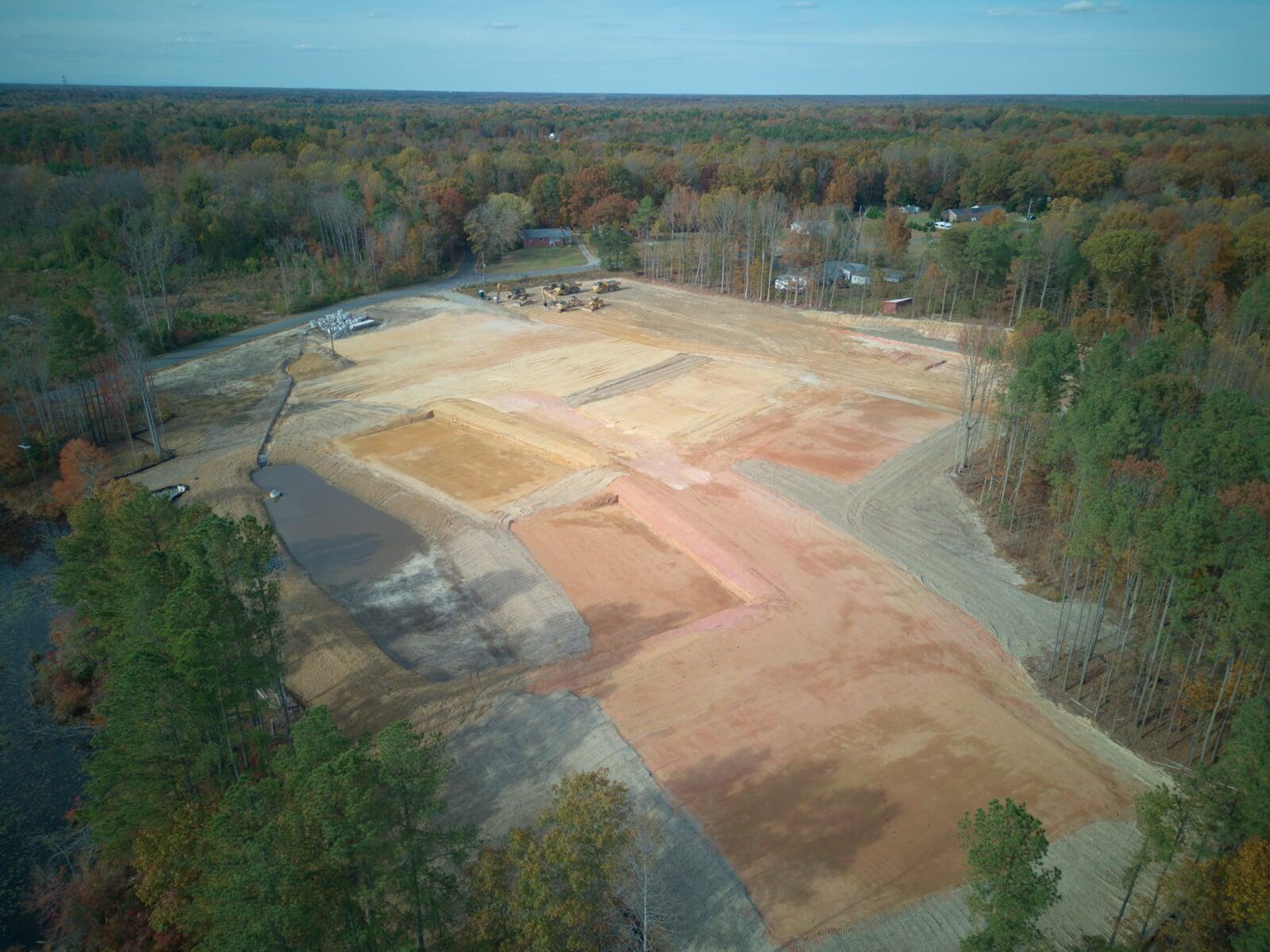 Aerial photo of consttruciotn yard